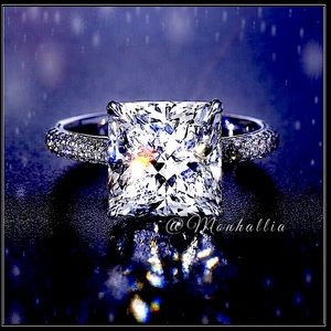 NEW 925 ASSCHER SIMULATED DIAMOND 5g SILVER PRINCESS SQUARE CUSHION RING